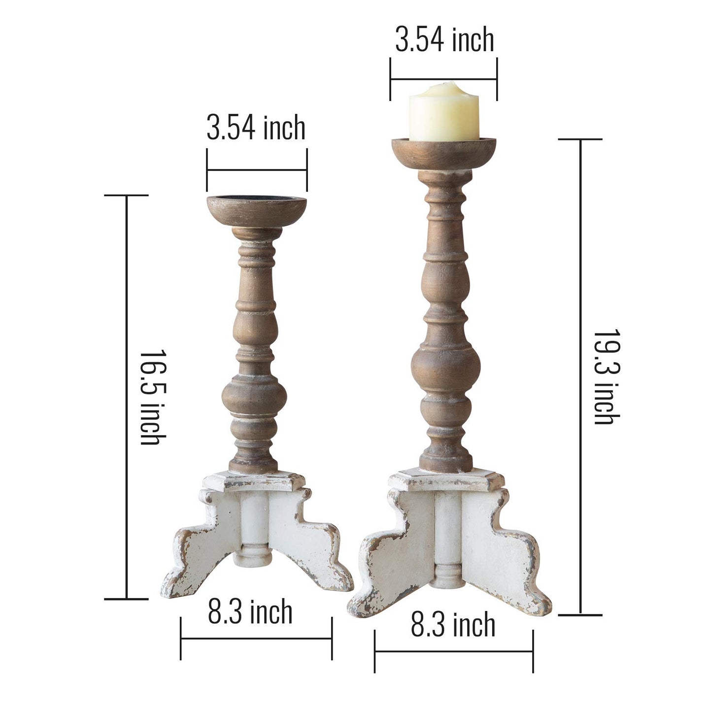 Floor Candle Holders Tall Set of 2, Candle Holders for Pillar Candles, Wood Handcrafted Rustic Candle Holder, Large Decorative Candles for Wedding Home Party, Farmhouse Pillar Candle Stand
