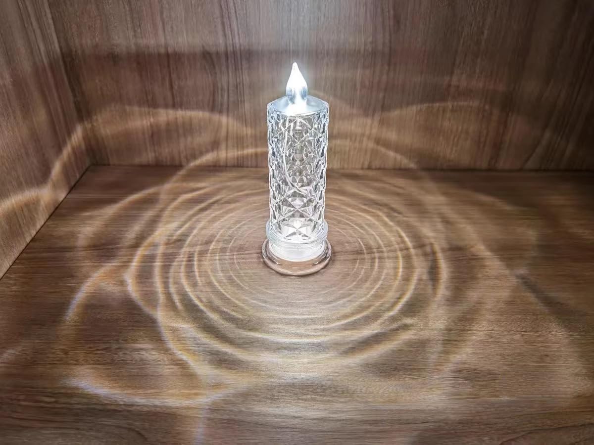 SupBri Rose Shadow LED Flameless Candles, 4PCS Romantic Battery Operated Candles Led Pillar Candles for Valentines Proposal Anniversary Wedding Christmas Decorations(White, D 2.5" x H 7.2")