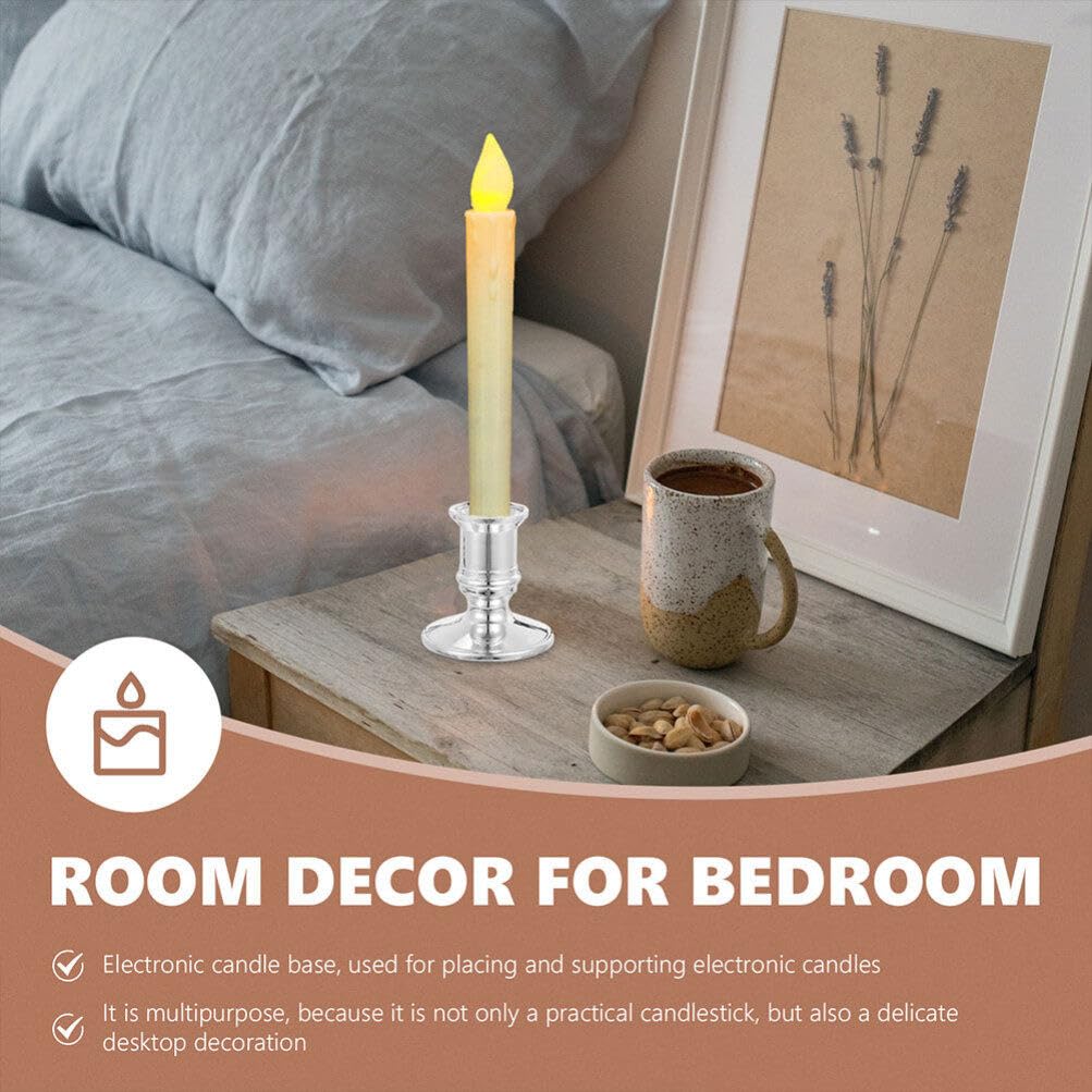 Zerodeko 12 Pack Plastic Decorative Candle Stands Taper Candle Base Holder Set for Tabletop Wedding