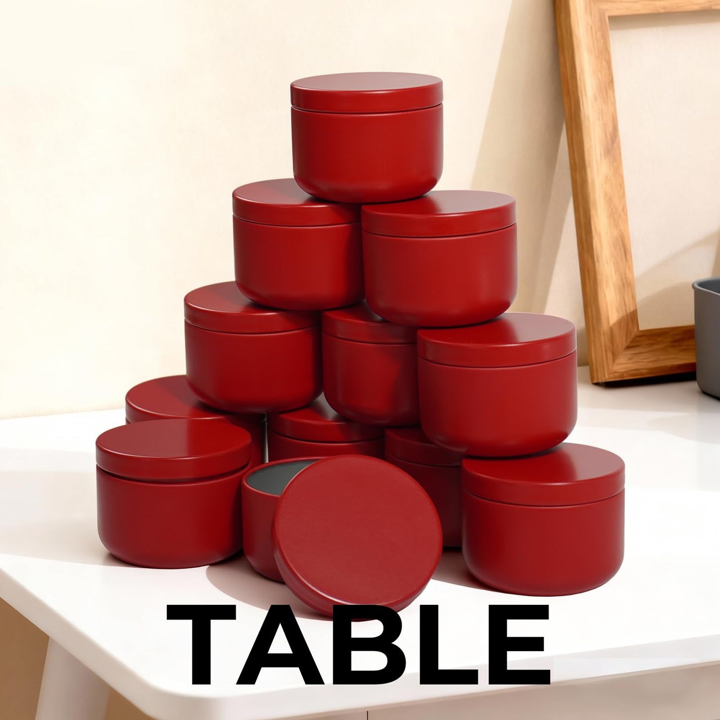 12Pack 3oz Candle Tins with Lids,Round Metal Candle Jars for Candle Making,Bulk Empty Tins Containers for DIY Arts Crafts Christmas Gifts Small Business Supplies–Airtight Storage Jars(Red)