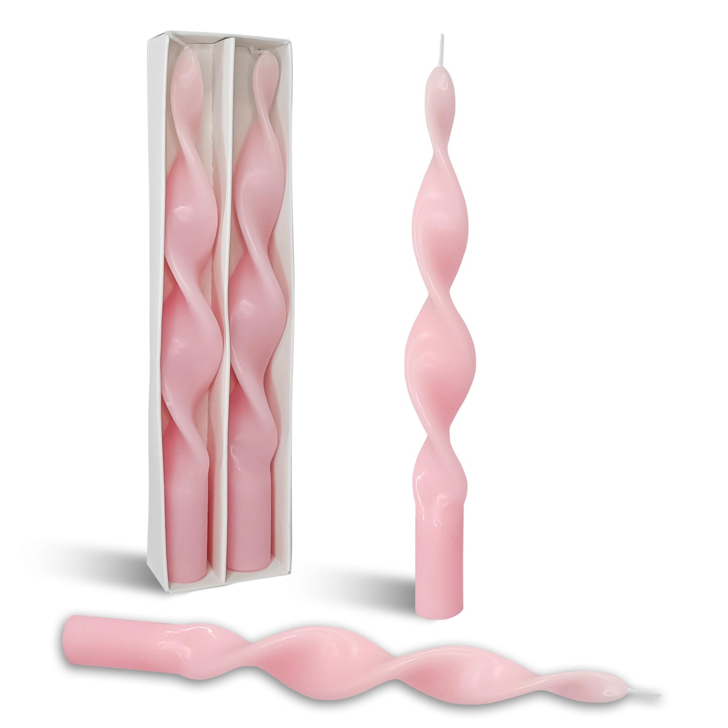 Smokeless Pink Spiral Taper Candle Handmade Unscented Taper Candlesticks 10 Inch Long Twisted Candles for Candlelight Dinner Decor Wedding Women Gifts 2 Pcs