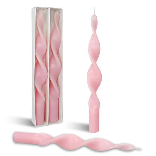 Smokeless Pink Spiral Taper Candle Handmade Unscented Taper Candlesticks 10 Inch Long Twisted Candles for Candlelight Dinner Decor Wedding Women Gifts 2 Pcs