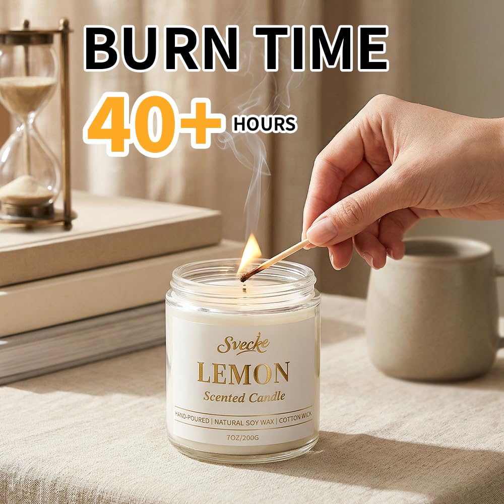 SVECKE Sandalwood Scented Candle 7oz Soy Wax Jar Candle Long Burning Aromatherapy Candle for Home Bedroom Gift for Women Men Housewarming New Home Gift