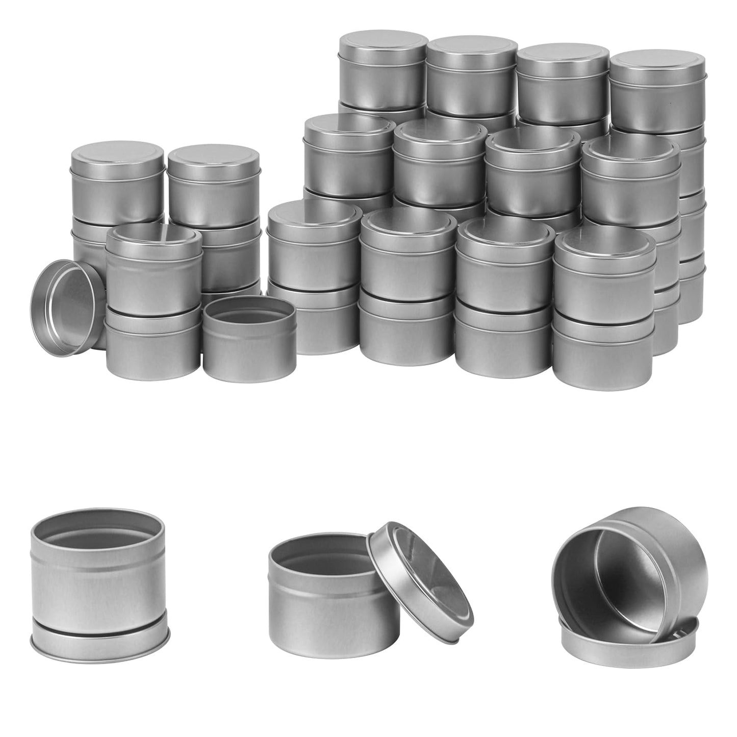 IHDYPPEW 48 Pack 4 oz Silvery Candle Tins with Lids, Empty Tin Candle Jars for Making Candles, Party Favors, Spices, Jewelry, Cosmetics