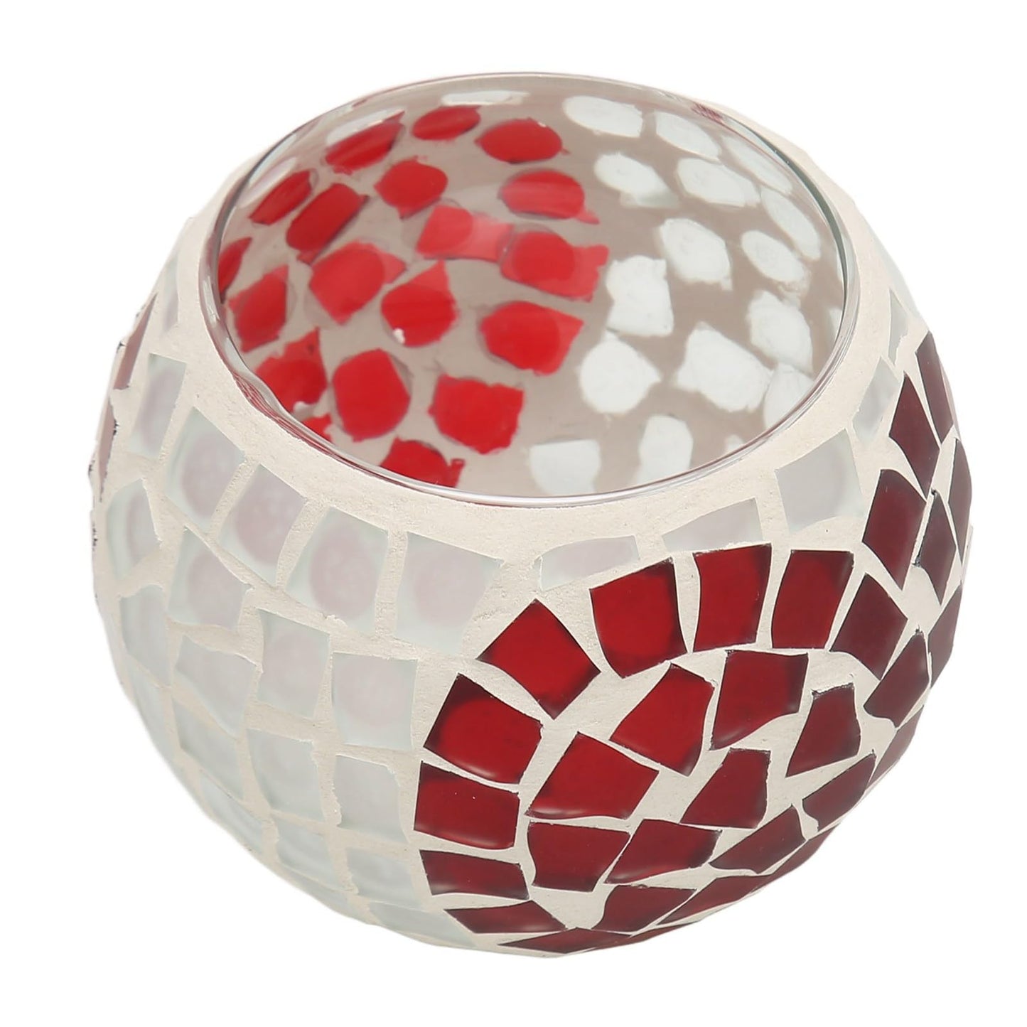 Haofy Mosaic Candle Holder Handcrafted Glass Heart Pattern 4x4 Inch for 3 Inch Pillar Candle, Stained Glass Holder with Sparkling Light Reflection for Living Room Wedding