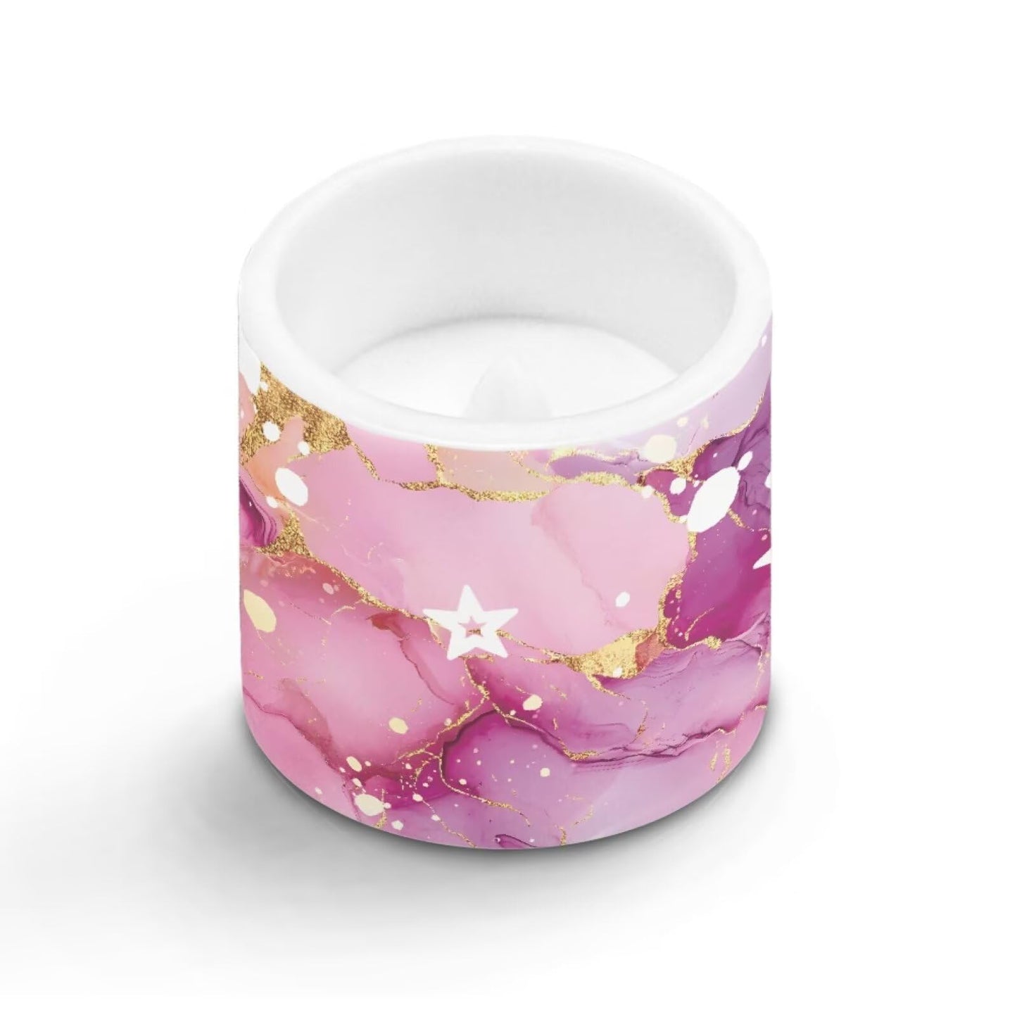 Cozeyat Floral Marble LED Candles Set of 4 Battery Powered Flameless with Remote Timer Flickering Flame Waterproof for Home Beach Garden Decor