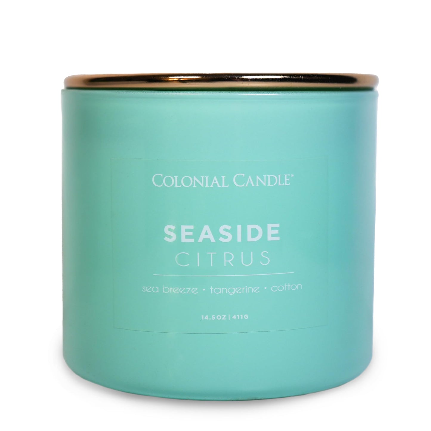 Colonial Candle Seaside Citrus Scented Jar Candle, Pop of Color Collection, 3 Wick, 14.5 oz - Up to 60 Hours Burn