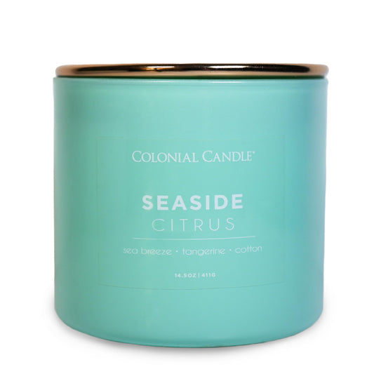 Colonial Candle Seaside Citrus Scented Jar Candle, Pop of Color Collection, 3 Wick, 14.5 oz - Up to 60 Hours Burn