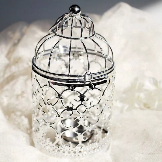 Metal Candle Holder Table Centerpiece Decorative Hollow Out Birdcage Iron Candlestick for Home Fireplace Wedding Holiday Decoration