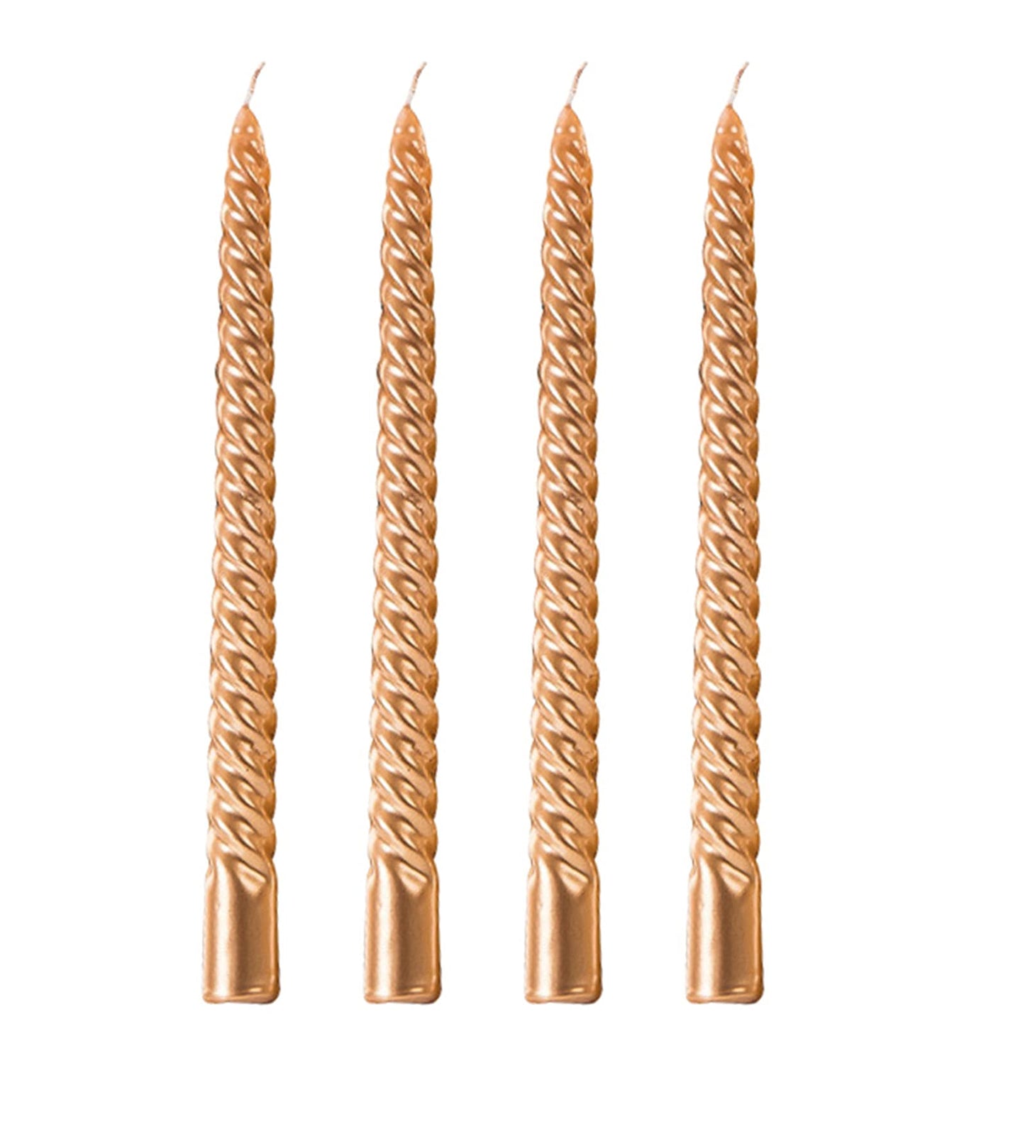 Taper Candles, 10 Inch - Set of 4 Metal Style Tapered Candles, Spiral Taper Candle, Golden, for Home Dinner, Party, Wedding, Halloween