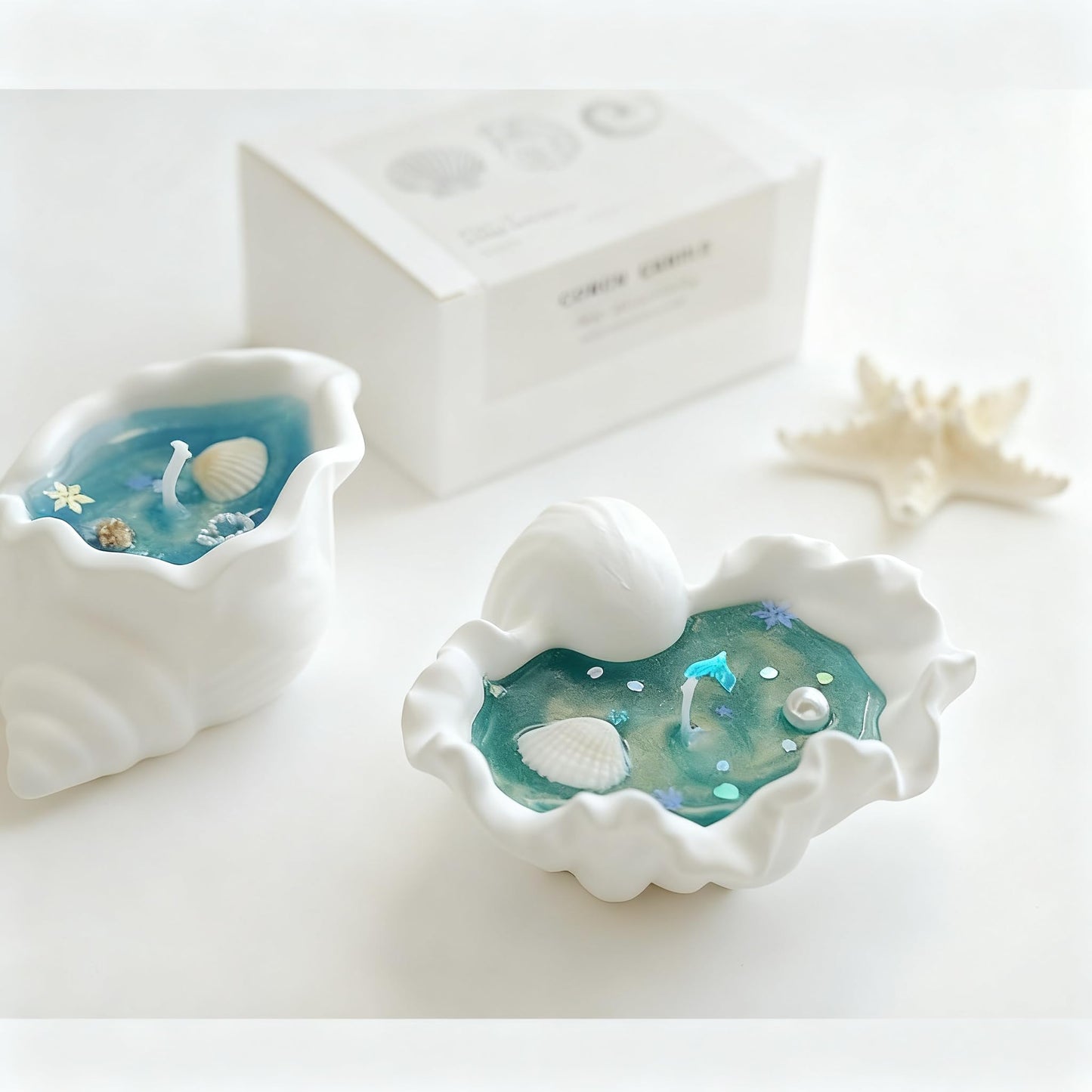 Seashell Aromatherapy Candle - Ocean-Scented Soy Wax Candle in Conch Shell Holder, Coastal Home Decor, Relaxing Beach Fragrance, Gift for Women/Men