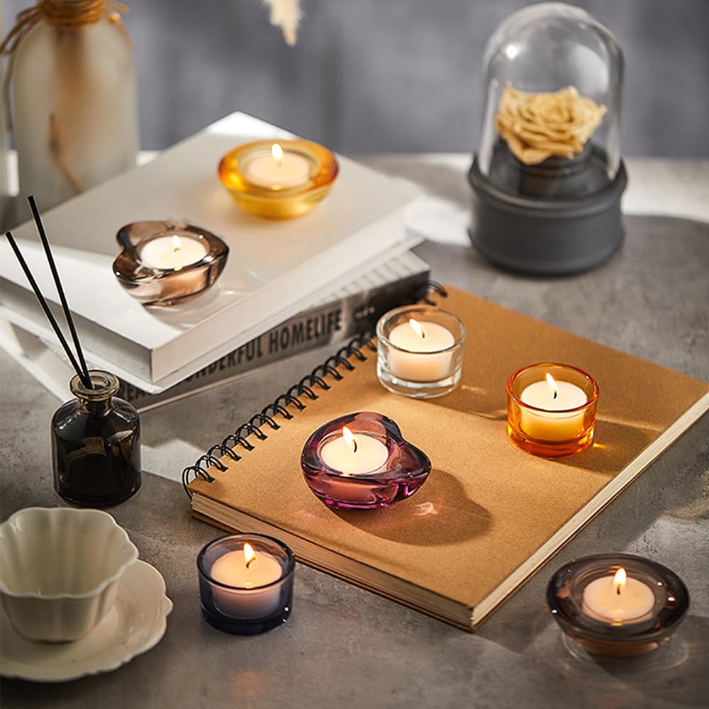 Elivia Grey Tealight Candle Holders - Set of 18, Round Glass Candle Holder, 2" Diameter - CH03 - Tea Grey
