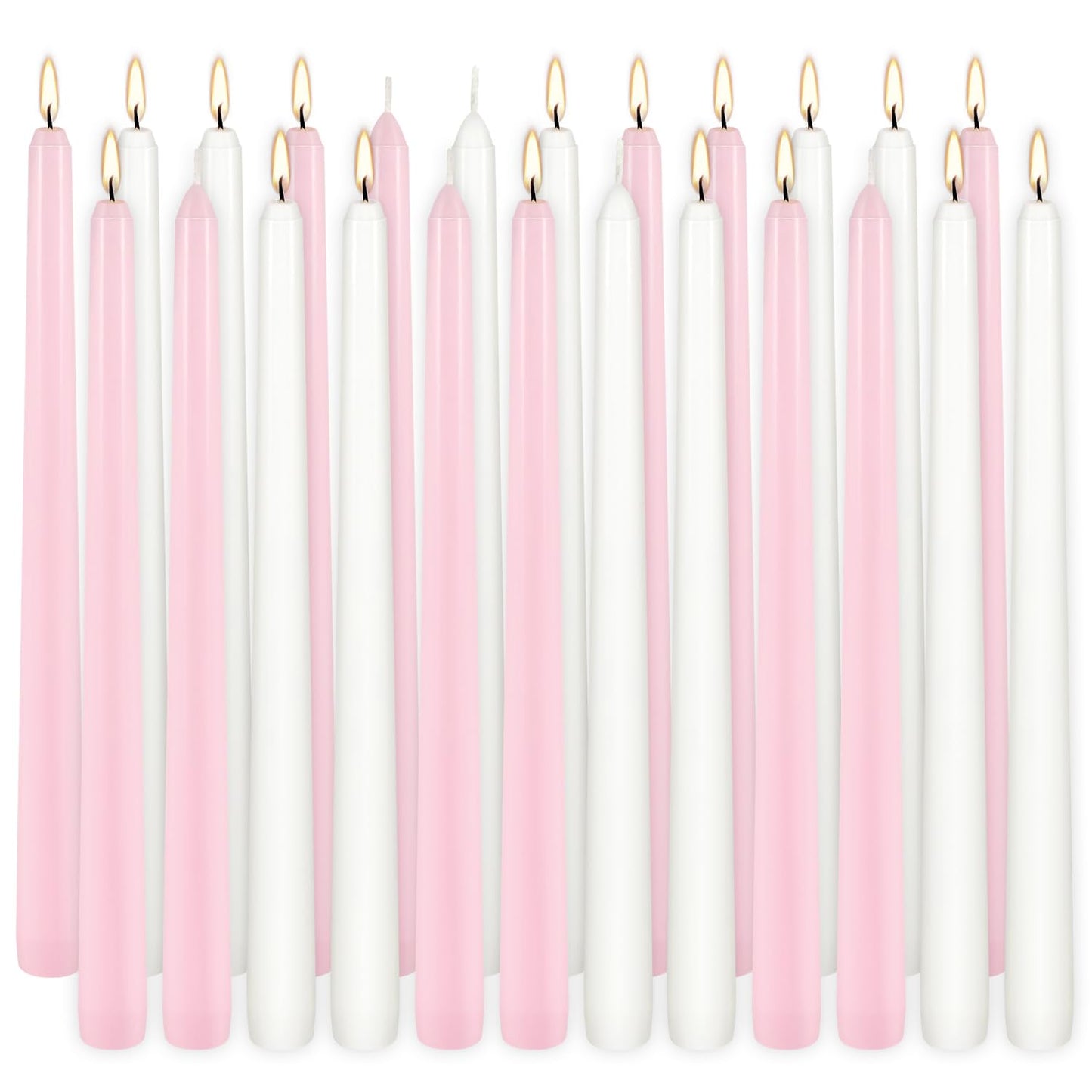 10-Inch Pink and White Taper Candles|24Pack Unscented, Smokeless,Hand-Poured CandleSticks,Perfect for Valentine’s Day, Weddings, Parties, Shabbat, Baby Shower, Birthday,Girls' Night,Home Décor