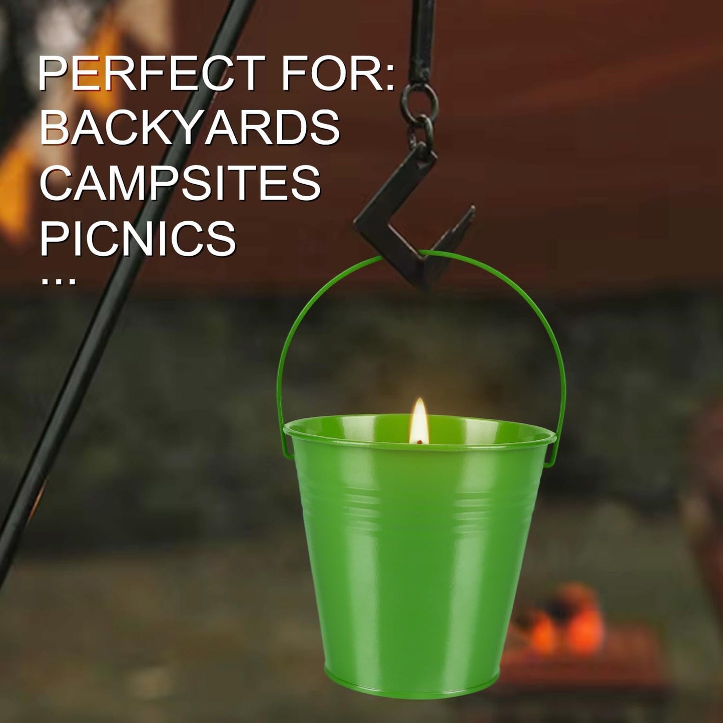 4 Pack 12oz Citronella Scented Candles, Colorful Metal Bucket Candles with Handle, Smokeless Clean Burning Candles for Home, Patio, Camping & Outdoor Gatherings