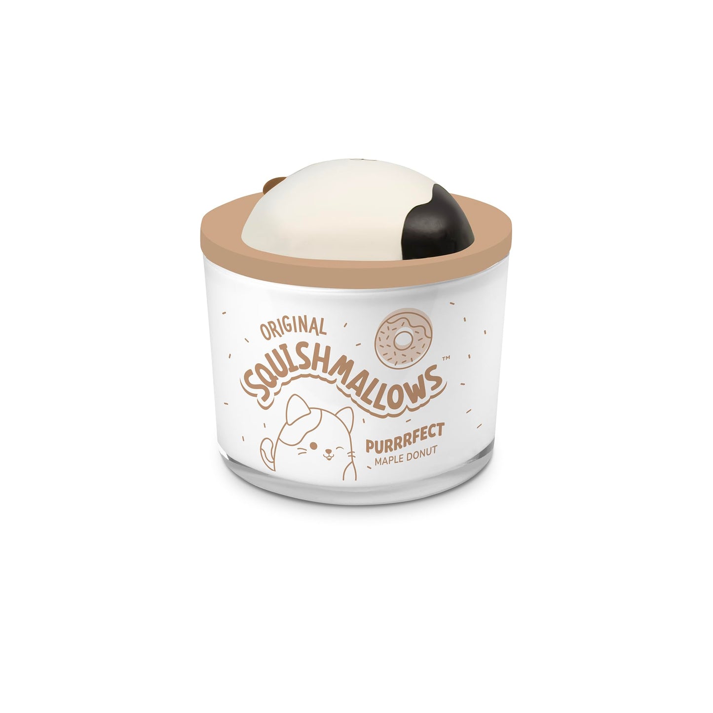 Studio Oh! x Squishmallows Scented Candle, Cam Purrrfect Maple Donut Maple, Cinnamon, Nutmeg & Vanilla, 12 oz, 38 Hour Burn, Reusable Jar, Scented Candles for Home, Relaxing Calming Candle