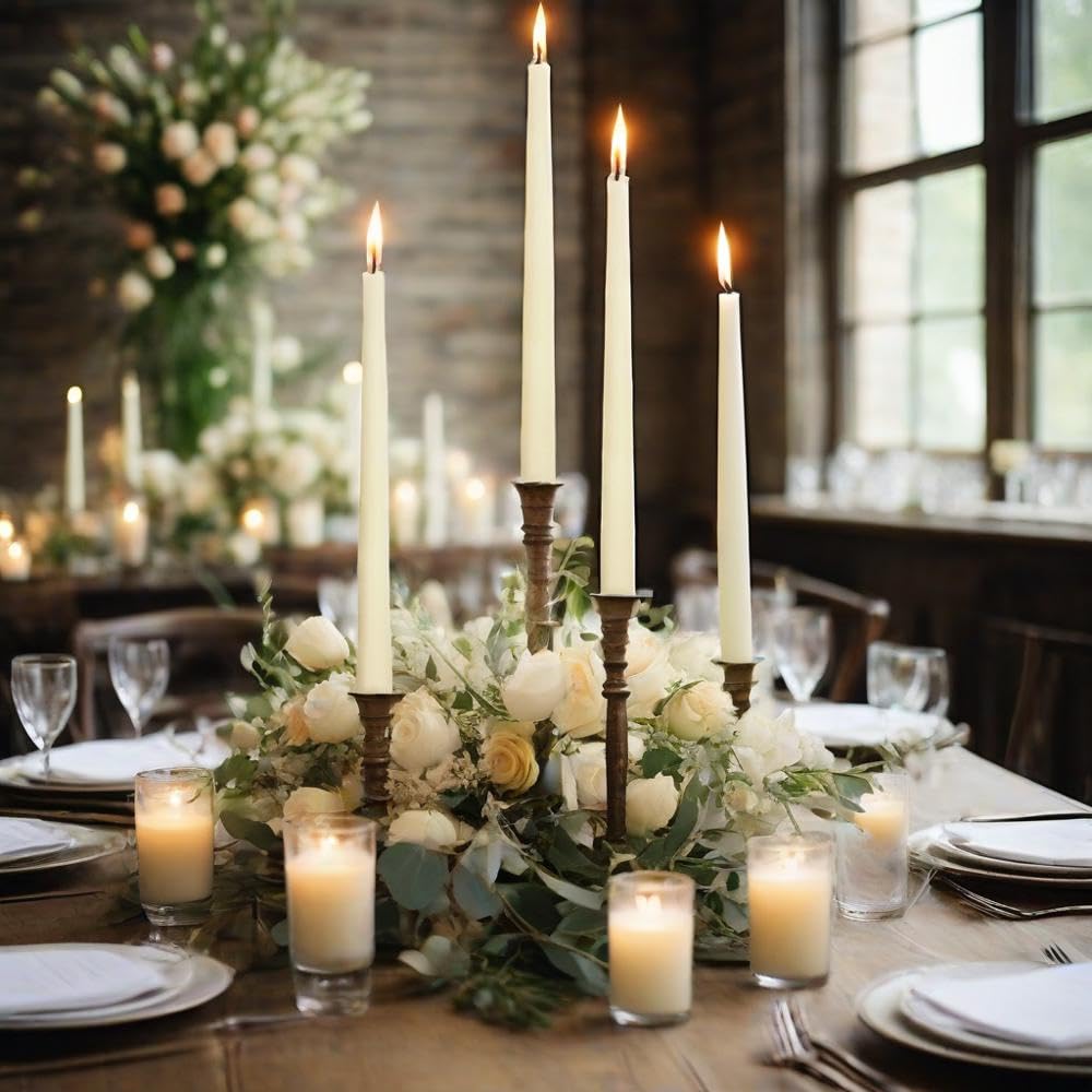 Ivory Taper Candles 4 PCS Vanilla Cream Scented Candles 10 inch Long Candlesticks for Wedding Festiva Dinner Decor