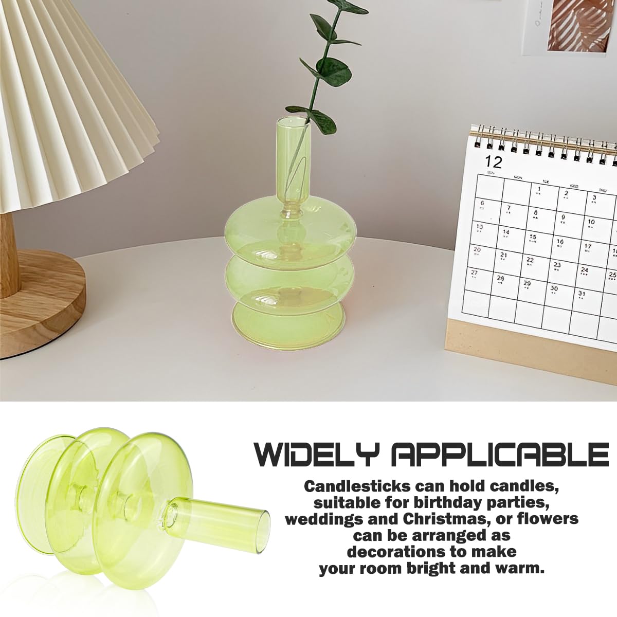 LNQ LUNIQI Clear Glass Candle Holders Glass Taper Candle Holder Decorative Glass Candlestick Holders for Dining Table Centerpieces Wedding Church （Light Green）