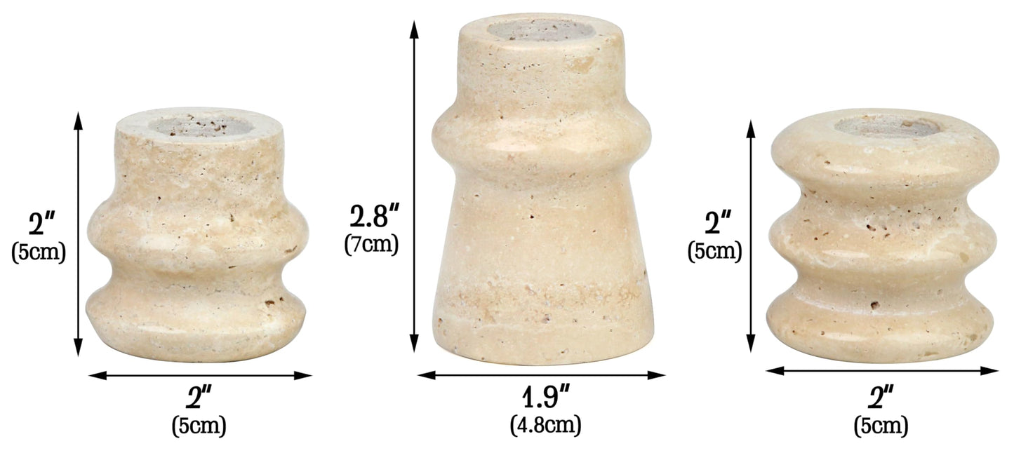Vixdonos Natural Stone Candle Holder Set of 3 Taper Candle Candlestick Mantle Candle Stand for Home Decor,Wedding,Party and Table Centerpieces(White)