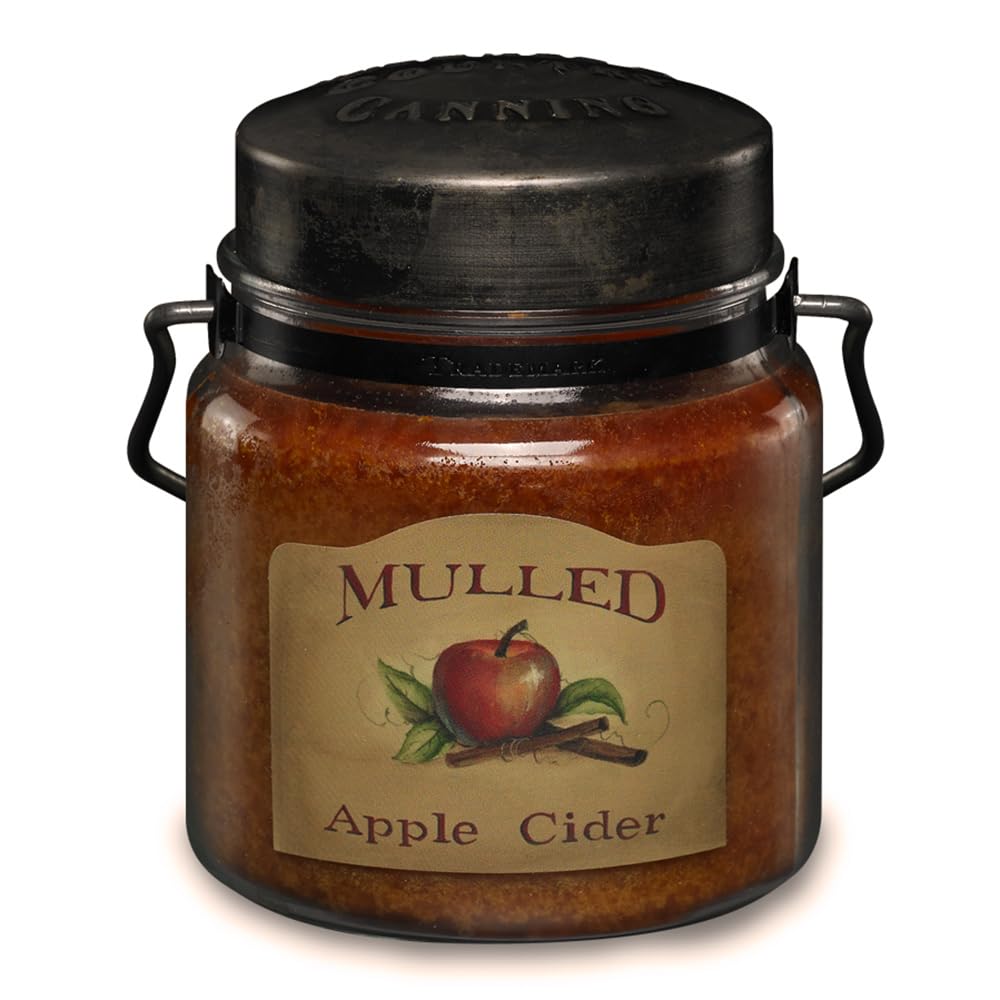 McCall’s Candles | Mulled Apple Cider | 16 oz Scented Candle | USA-Poured | Vintage Rustic Jar with Carrying Handle | Cozy Spiced Orchard Fragrance