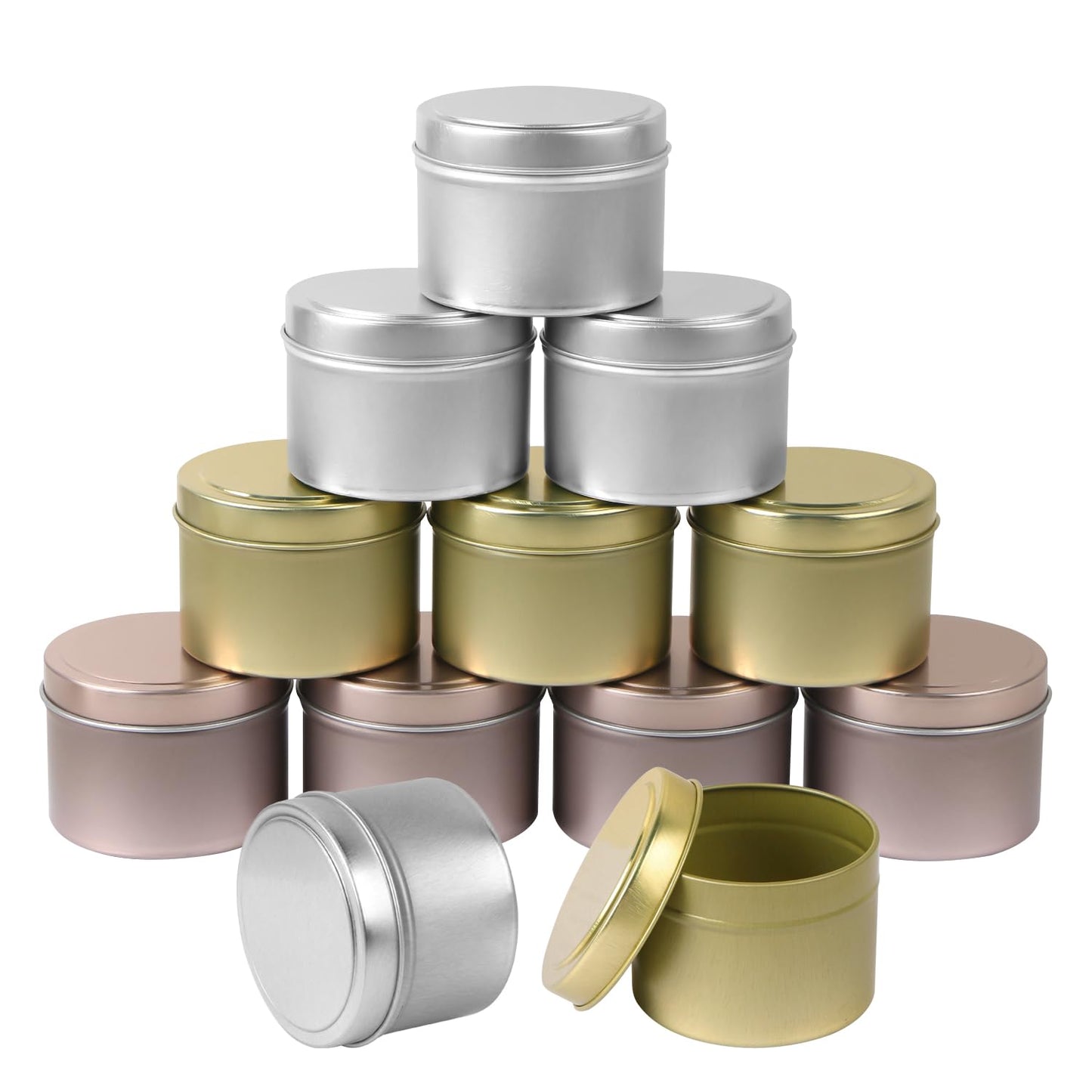 Aunifun 12 Pcs Candle Tins for DIY Candle, Metal Candle Jars Candle Container Tins for Candle Making Supplies Kit Mini Storage Tin Cans 3oz