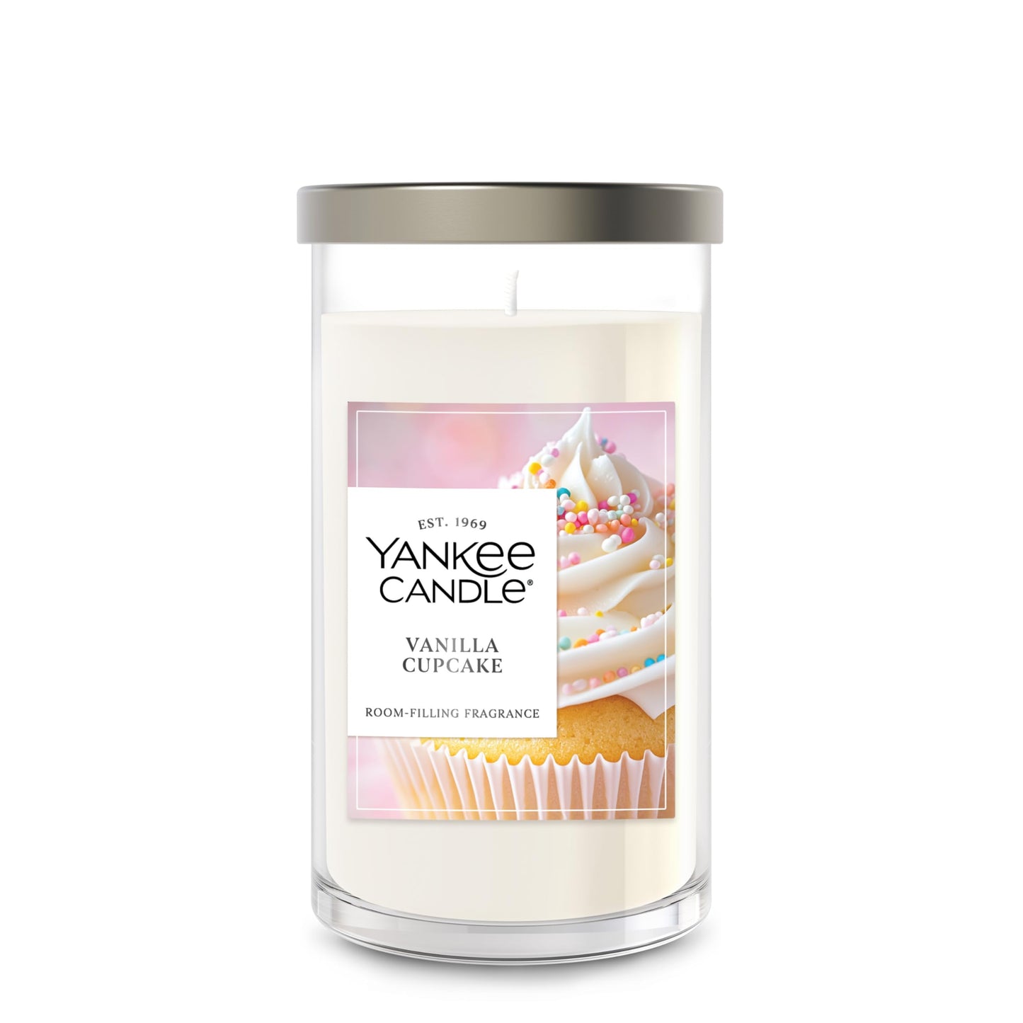 Yankee Candle Medium Pillar Scented Candle with up to 115 Hour Burn Time, Premium Plant Wax Blend for Consistent Burn, 14.25 oz Pillar Candle with Room Filling Fragrance, Vanilla Cupcake