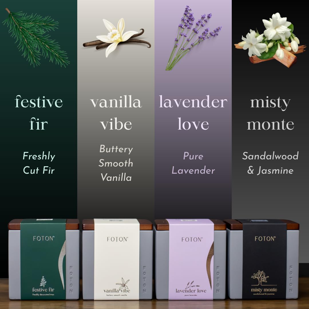 Foton Pearled Candle Le Cube Concrete Vase Set 16 Oz - Lavender Love Scented - Refillable Jar Scented Candle Sand with 15 Wicks - Natural Non-Toxic Decorative Candles for Home