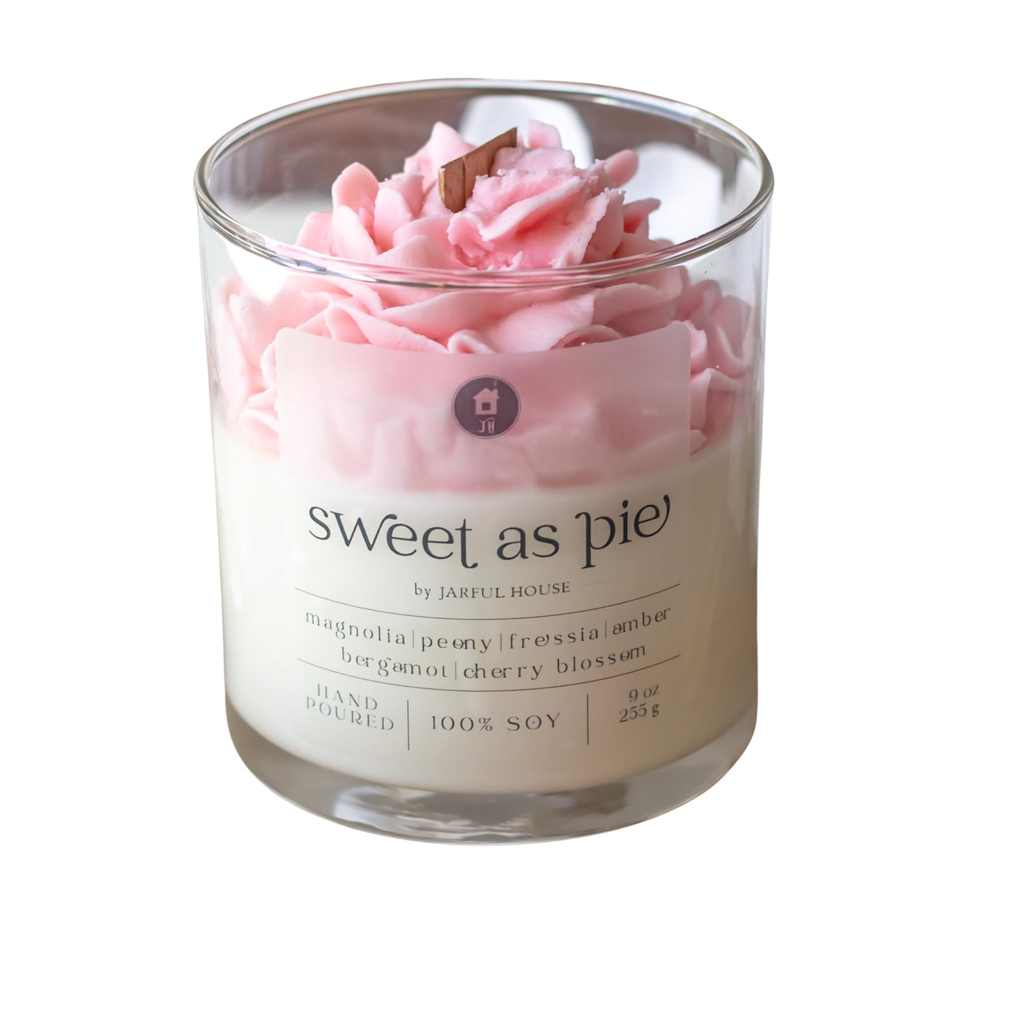 Jarful House Sweet as Pie Dessert Candle | Spring Floral Scent Soy Candle Magnolia Peony Cherry Blossom | Mothers Day Gift