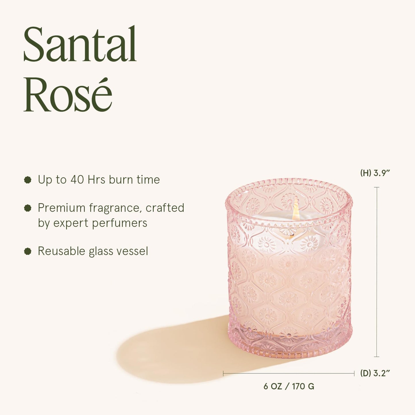 LA JOLIE MUSE Santal Rose Scented Candle – Saffron, Rose & Leather | 6 oz Natural Soy Wax | 40 Hours Clean Burn | Self Care Gifts for Women | Elegant Home Decor