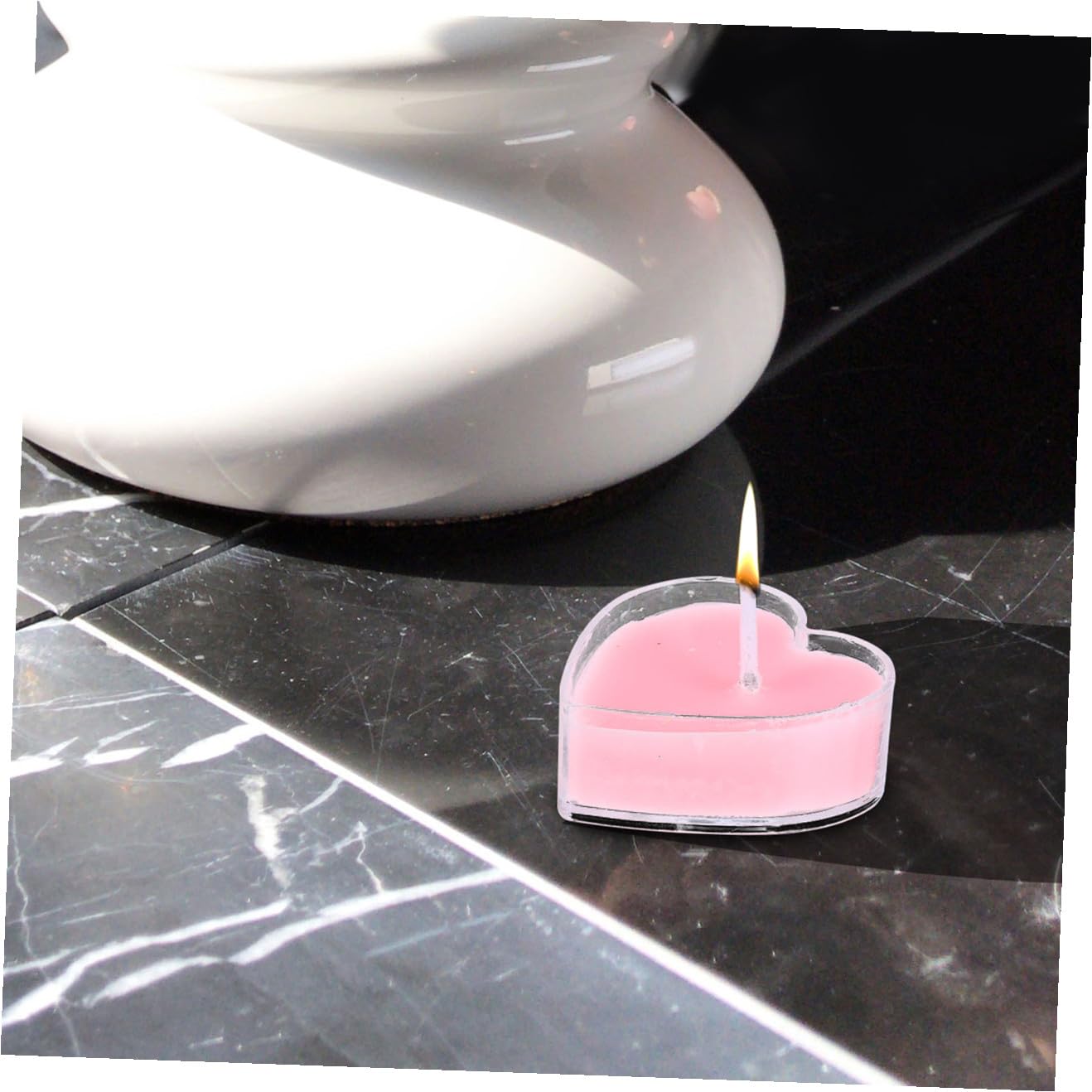 Anneome 9Pcs Heart Shaped Scented Candles Pink Rose Eco Friendly Tea Light Candles for Home Wedding Romantic Decoration Safe No Smoke