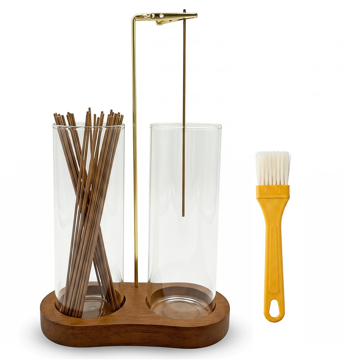 E-DAYS 2-in-1 Hanging Incense Holder, Upside Down Incense Burner with Glass Ash Catcher & Storage Compartments– Modern Wooden Home Decor, Easy to Clean