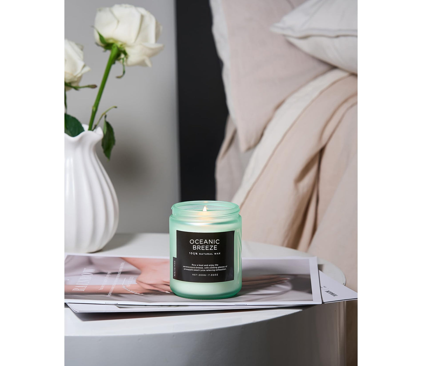 M&SENSE Oceanic Breeze Home Scented Candles, 7.05oz Natural Soy Wax, 50-Hour Slow Burning, Non Toxic Organic Candle, Aromatherapy Fragrance for Stress Relief, Housewarming Gifts for Women/Men