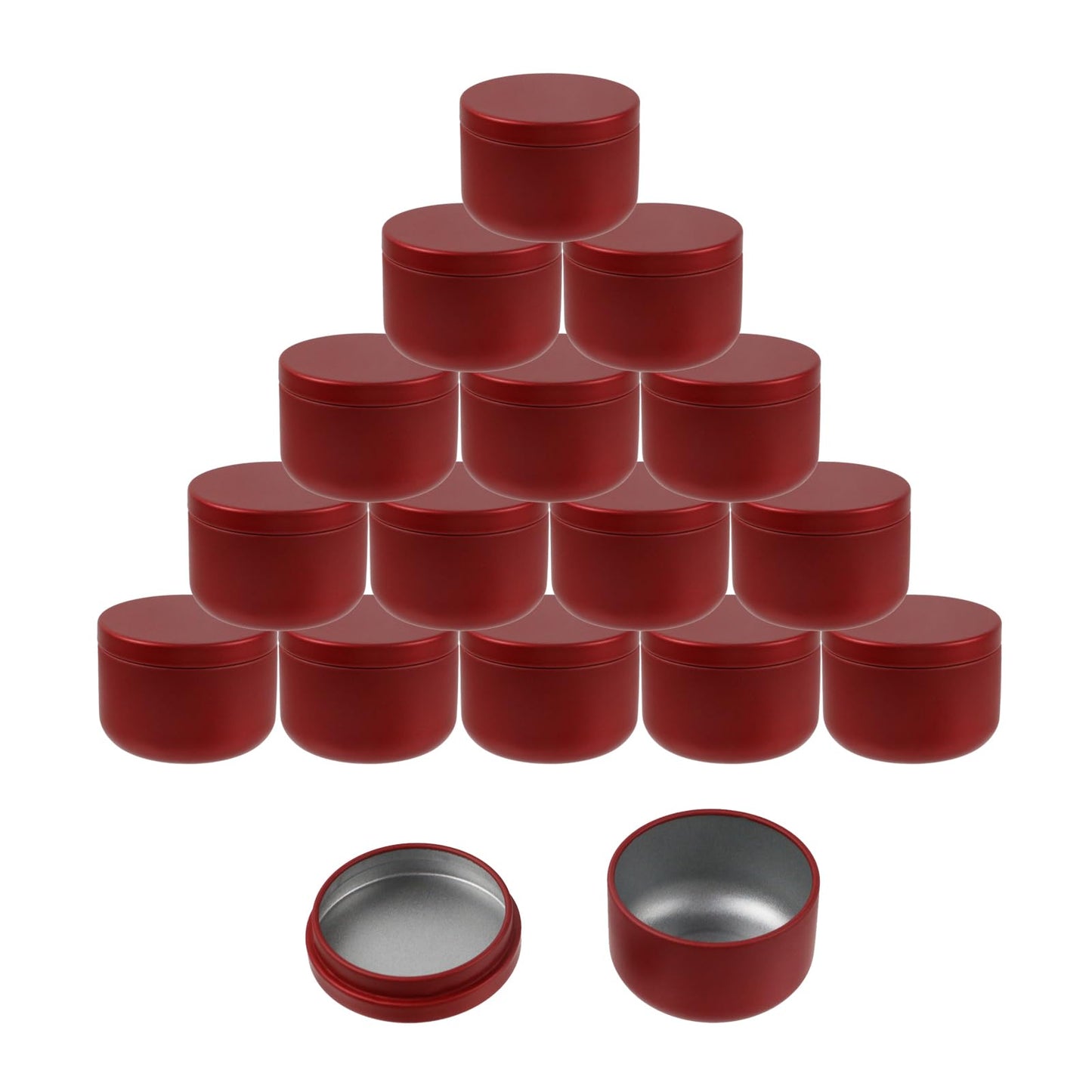 Geesatis 3 oz Empty Candle Tins with Lids (16 Pcs) - Metal Candle Containers Jars for Candle Making, Storage - Airtight, Red