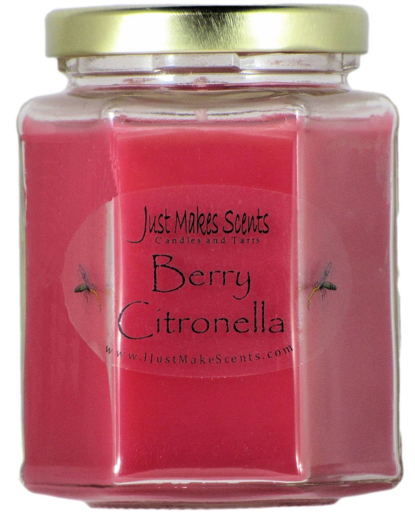 Berry Citronella Scented Blended Soy Candle for Indoor Use by Just Makes Scents (8 fl oz)