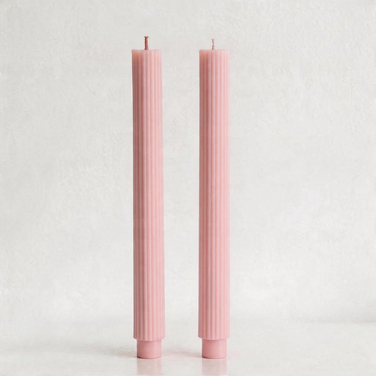 PAMELIFE 2 Pack | 10" Premium Unscented Ribbed Wick Taper Candles, Tall Ribbon Wax Dinner Unscented Modern Home Décor Soy Wax Handmade 12 Hours candlesticks (Baby Pink)