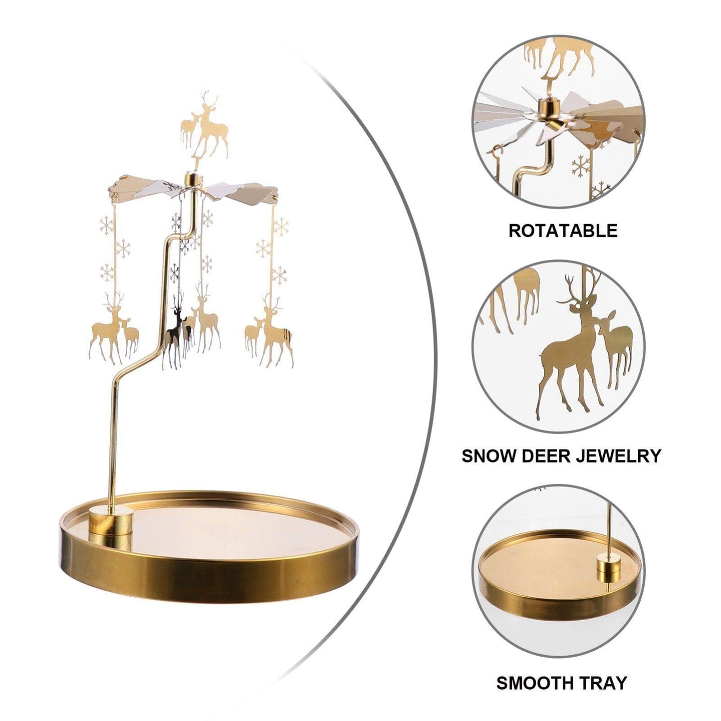 Luxshiny 1pc Romantic Metal Candle Holder Rotating Design for Elegant Table Decor for Home Restaurant Wedding and Holiday Gatherings