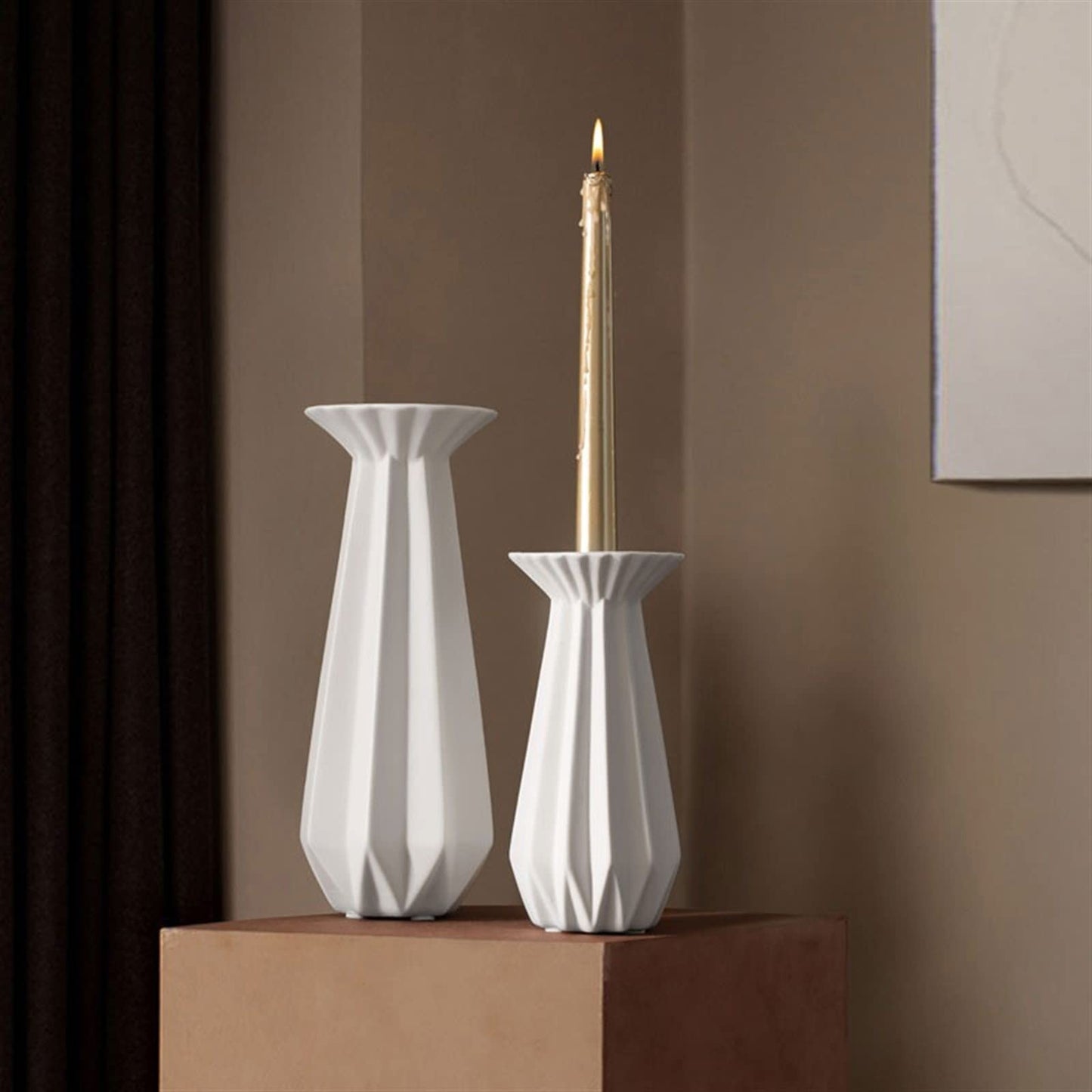 Decorative Candlestick Table Center Decoration White Candlestick Household Romantic Candlestick Ceramic Ornaments Candlestick