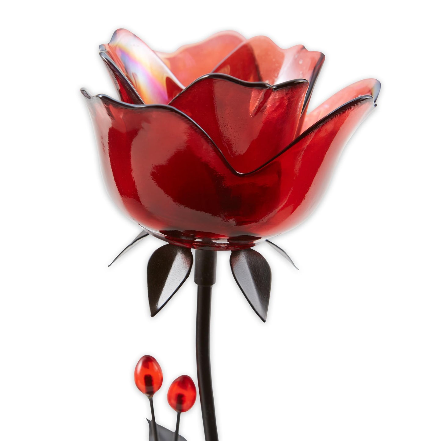 Zingz & Thingz Beauty in The Petals Collection Floral Tealight Candle Holder, 5x4.125x12.5, Romantic Rose