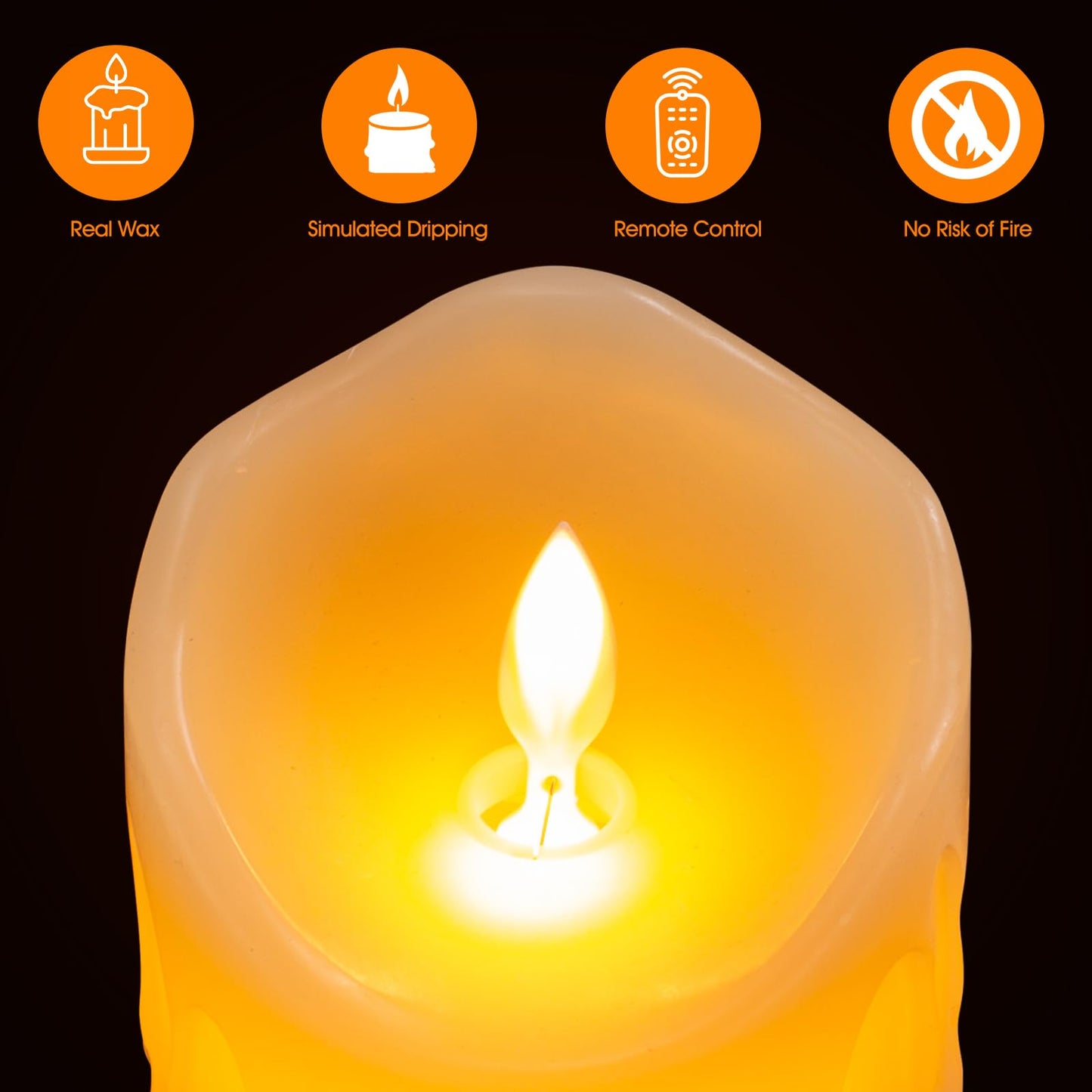 UNIVELA Flameless Candles, 3 X 4'' Flameless Candles with Remote, 2 Set Battery Operated Candle, Real Wax Dripping LED Candles with Timer, Flickering Feature, Electric Fake Candle for Christmas Decor