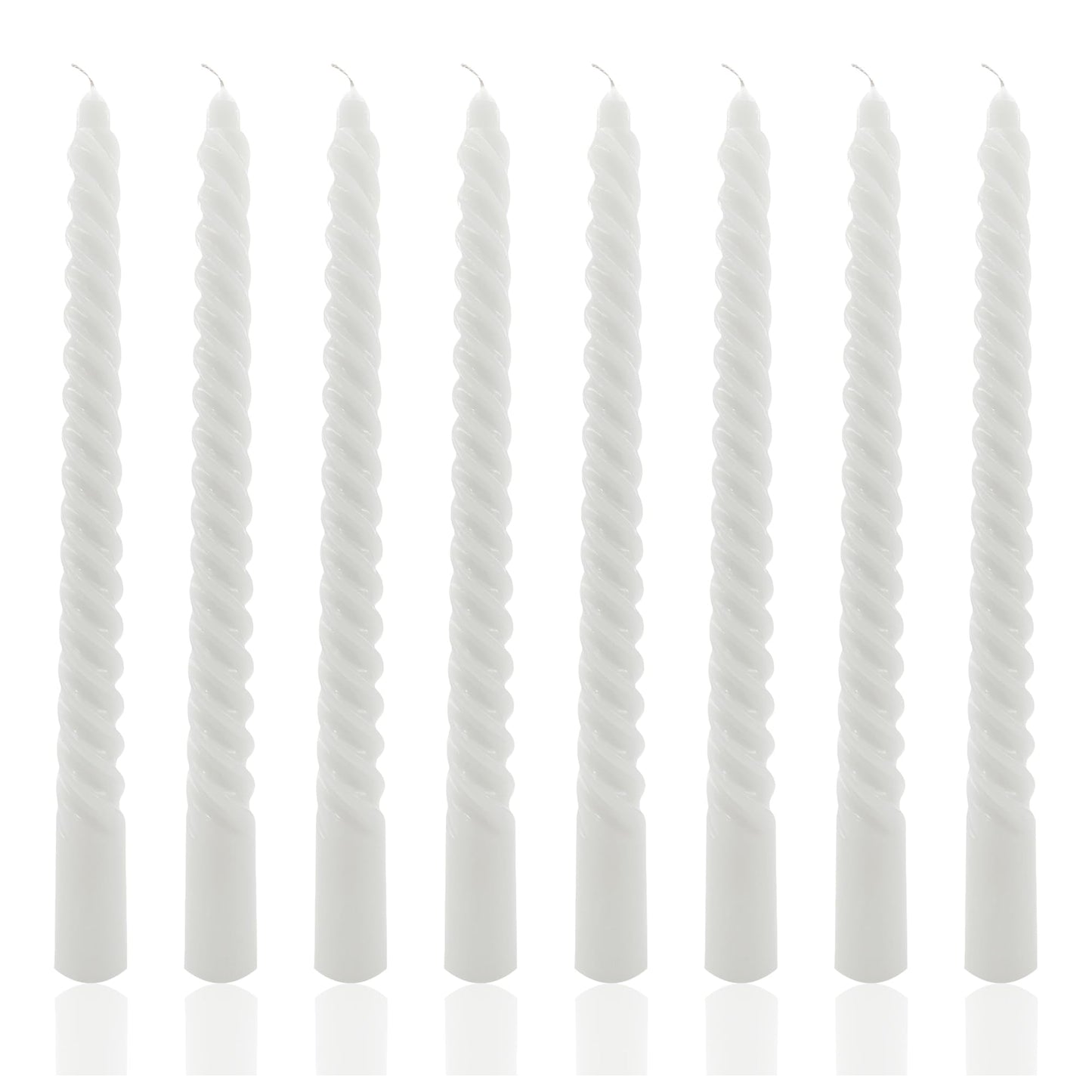 8 Pack 10 Inch Smoke-Gray Spiral Taper Candles Long Burning Dripless Candles for Party Dinner Home Decor Wedding and Celebrations