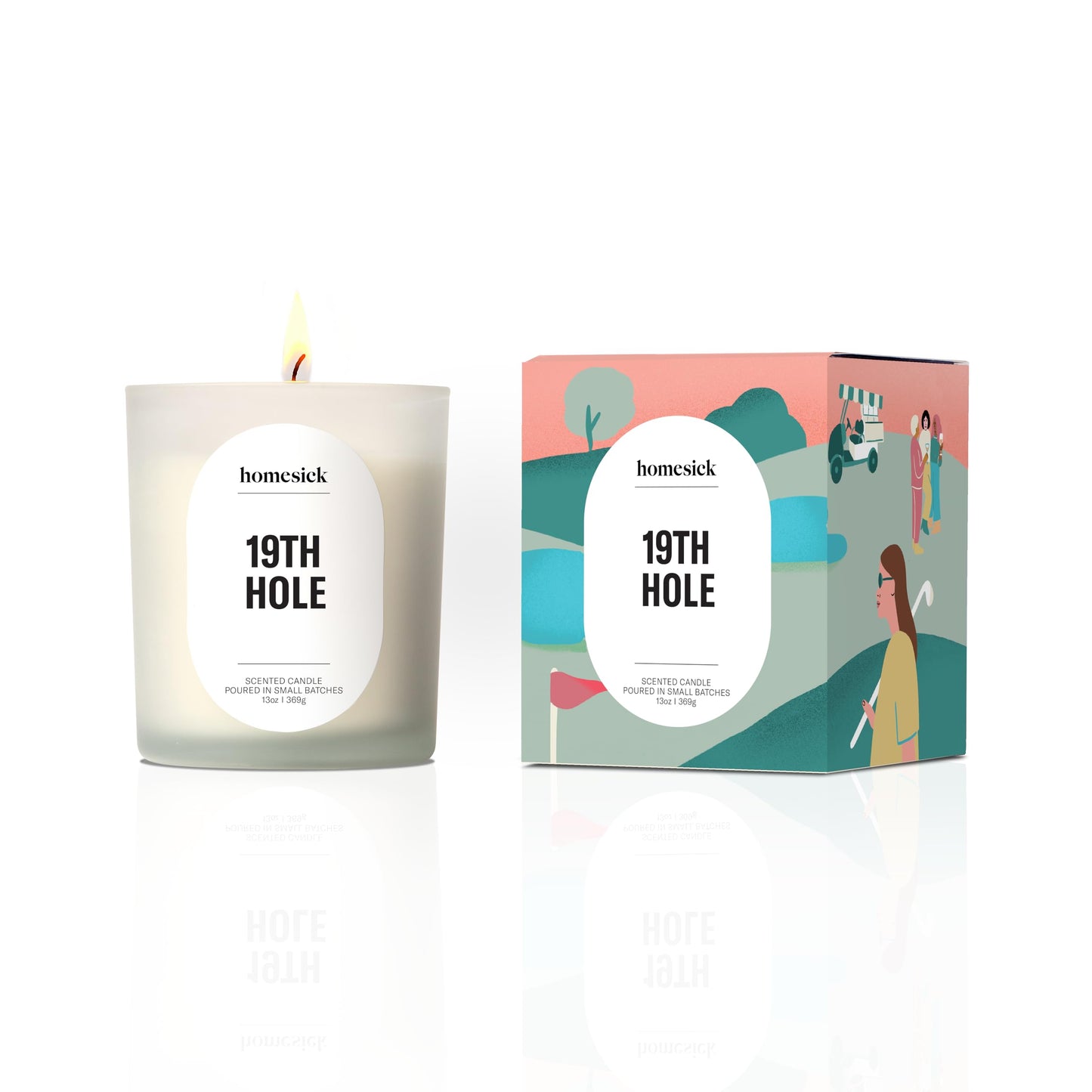Homesick Scented Candle for Home (19th Hole) - 13.75 oz Natural Soy Candle in Citrus Sweet Tea Mahogany Non-Toxic Scent, 60-Hour Burn, Organic Cotton Wick - Wedding & Engagement Gifts in Reusable Jar