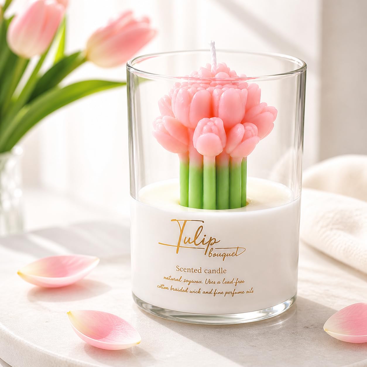 Verdyn Orange Flower Shape Soy Wax Scented Candles 100% Natural Soy Wax | Relaxing Aromatherapy Candle | Housewarming Gift for Women & Men | Decoration Table Candles | Warm & Decorative Candles