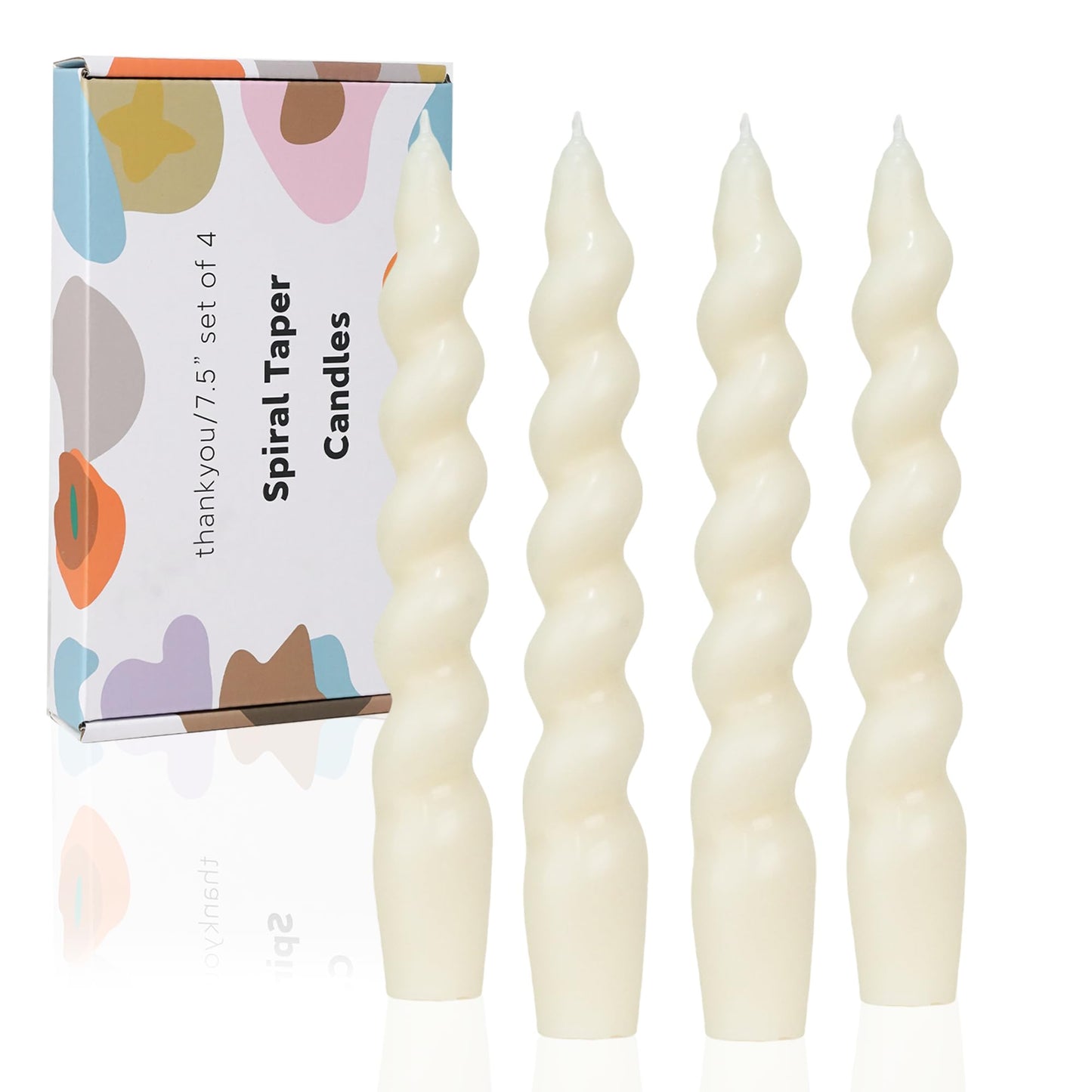 LPUSA Ivory Short Taper Candles Stick Dripless Unscented Dinner Spiral Candle for Home Holiday Wedding Party Decoration Christmas Gift H 7.5 Inch, 4pcs（7.5Ivory-New）