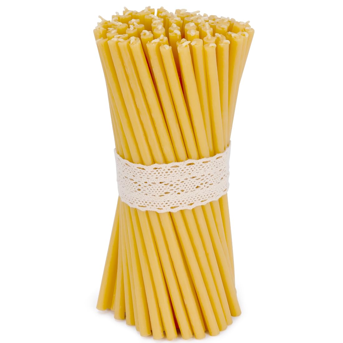 DEYBBY Beeswax Birthday Candles – 7.3'' 40 Pack Thin Beeswax Taper Candles - Dripless and Smokeless Candles for Home, Dinner, Cake, Prayer, Church, Hanukkah, Christmas