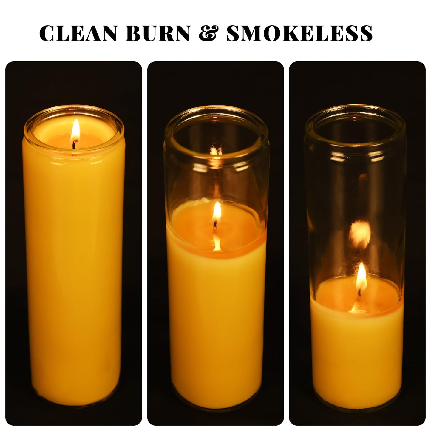 7 Day Pure Beeswax Devotional Prayer Candles - 6 Pack - Unscented Yartzeit Candle in Glass Container for Vigils, Blessings, Memorial, Yom Kippur & Religious Ceremonies