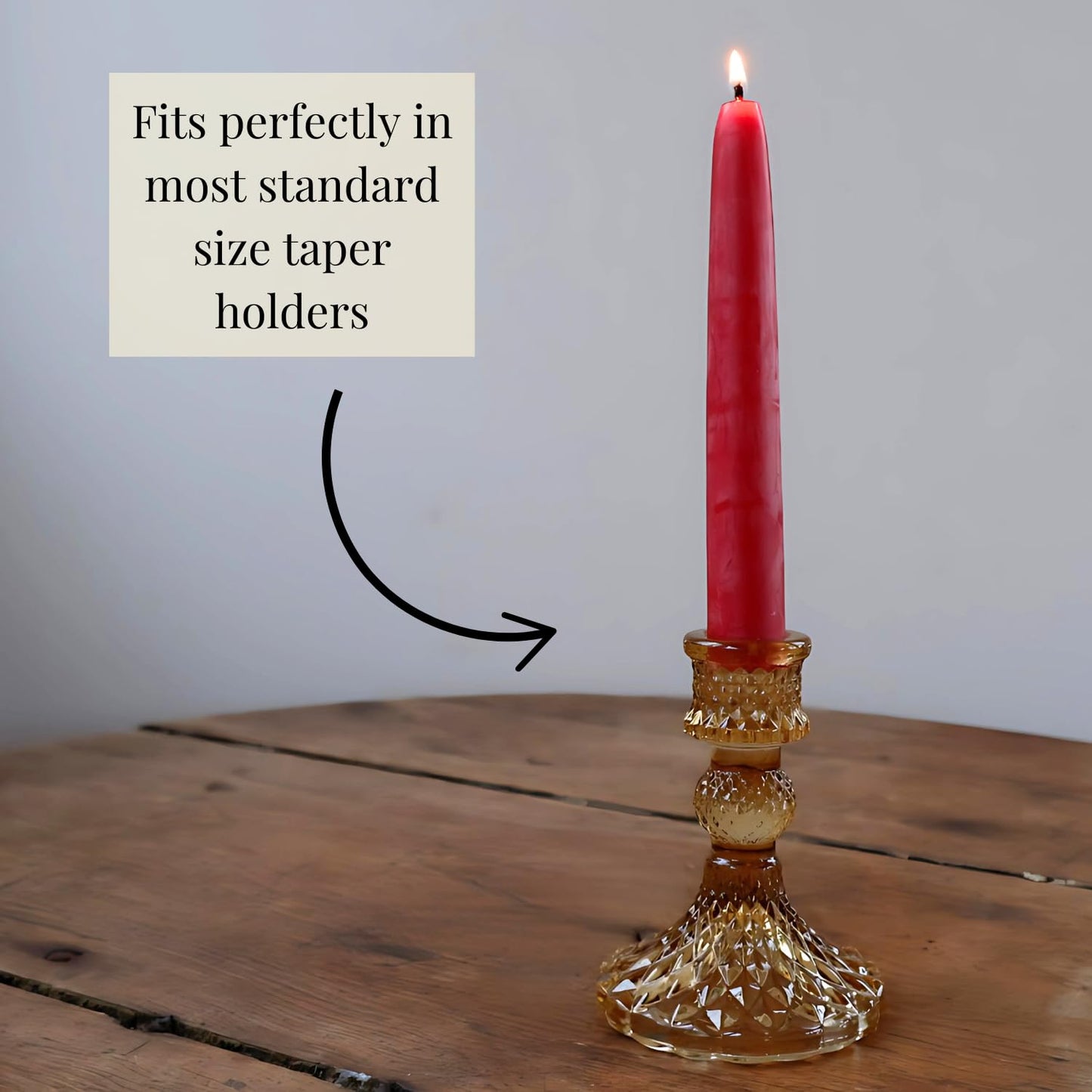 Candlestock Beeswax Taper Candles – Standard 7/8" Diameter, Pure 100% Natural USA Beeswax, Cotton Wick, Dripless, Long-Burning, Handmade in Woodstock, NY- 8 Inches - 1 Pair (2 Candles) - Rose Red