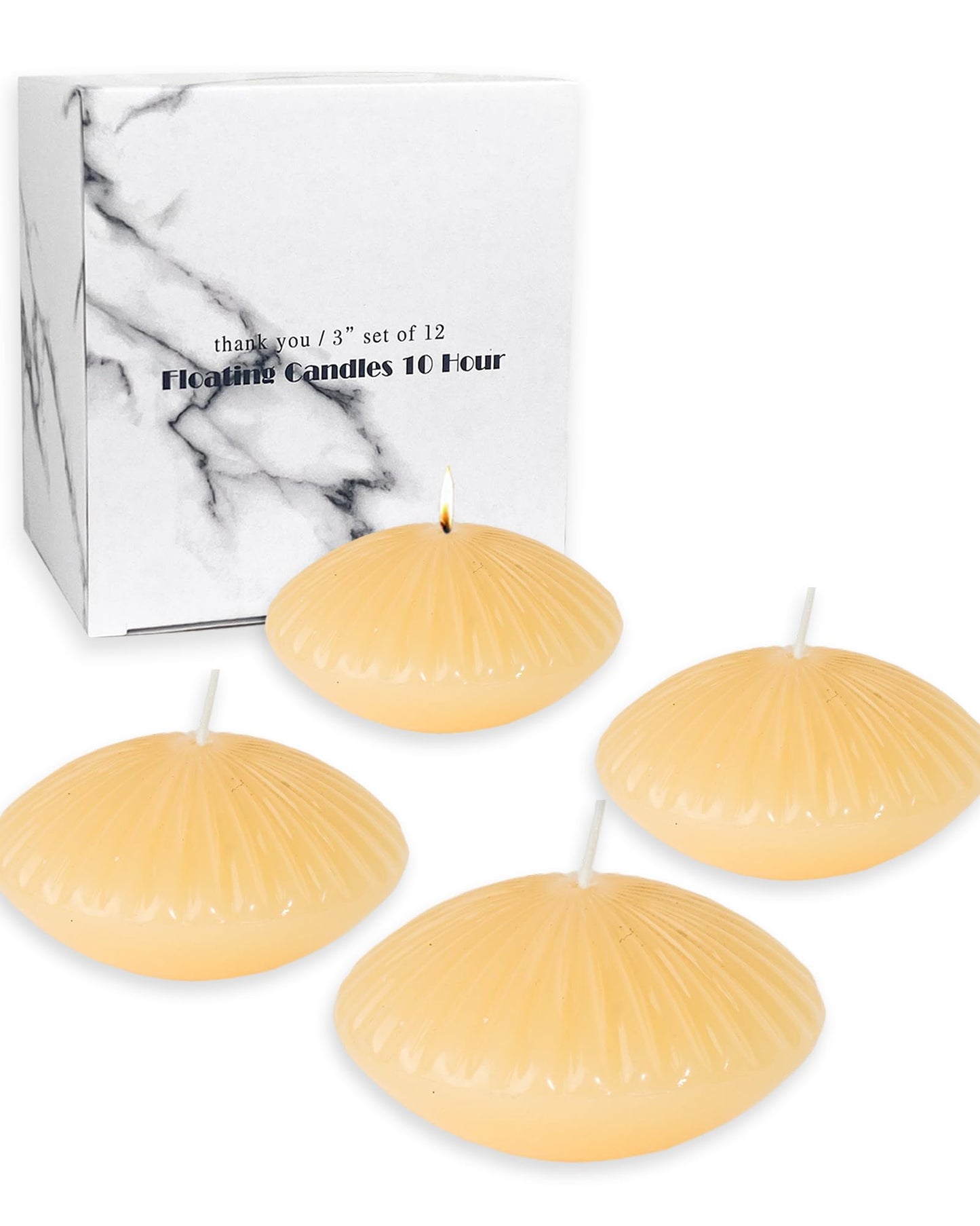 MAITREYA Ivory Large Floating Candles 3 Inch,Unscented Classic for Weddings,Parties,Special Occasions and Home Decorations,Set of 12