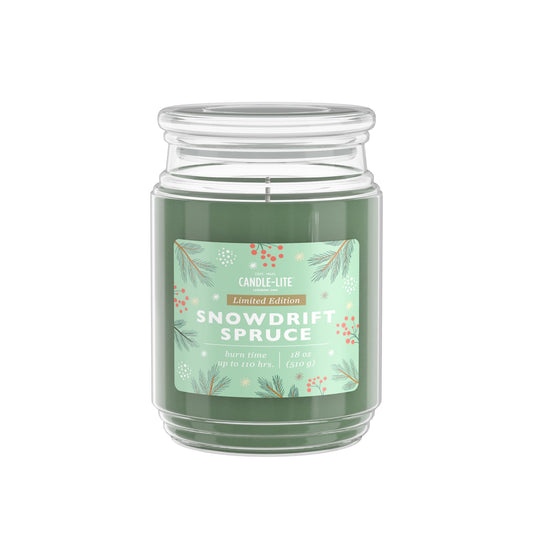 Candle-lite Holiday Scented Candles, Spruce with Balsam Bark & Cedarwood, 18 oz Single-Wick Jar, Proudly Poured in USA, Christmas Home Decor, 110 Hours of Burn Time, Holiday Gift for Men & Women