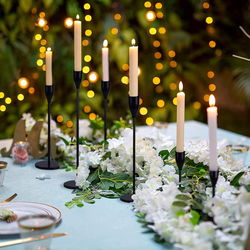 Candle Holder Black Candlestick Holders Set of 3 for Taper Candles, Matte Metal Candle Holders for Wedding Anniversary Party Mother's Day Dining Table Centerpiece Home Decoration