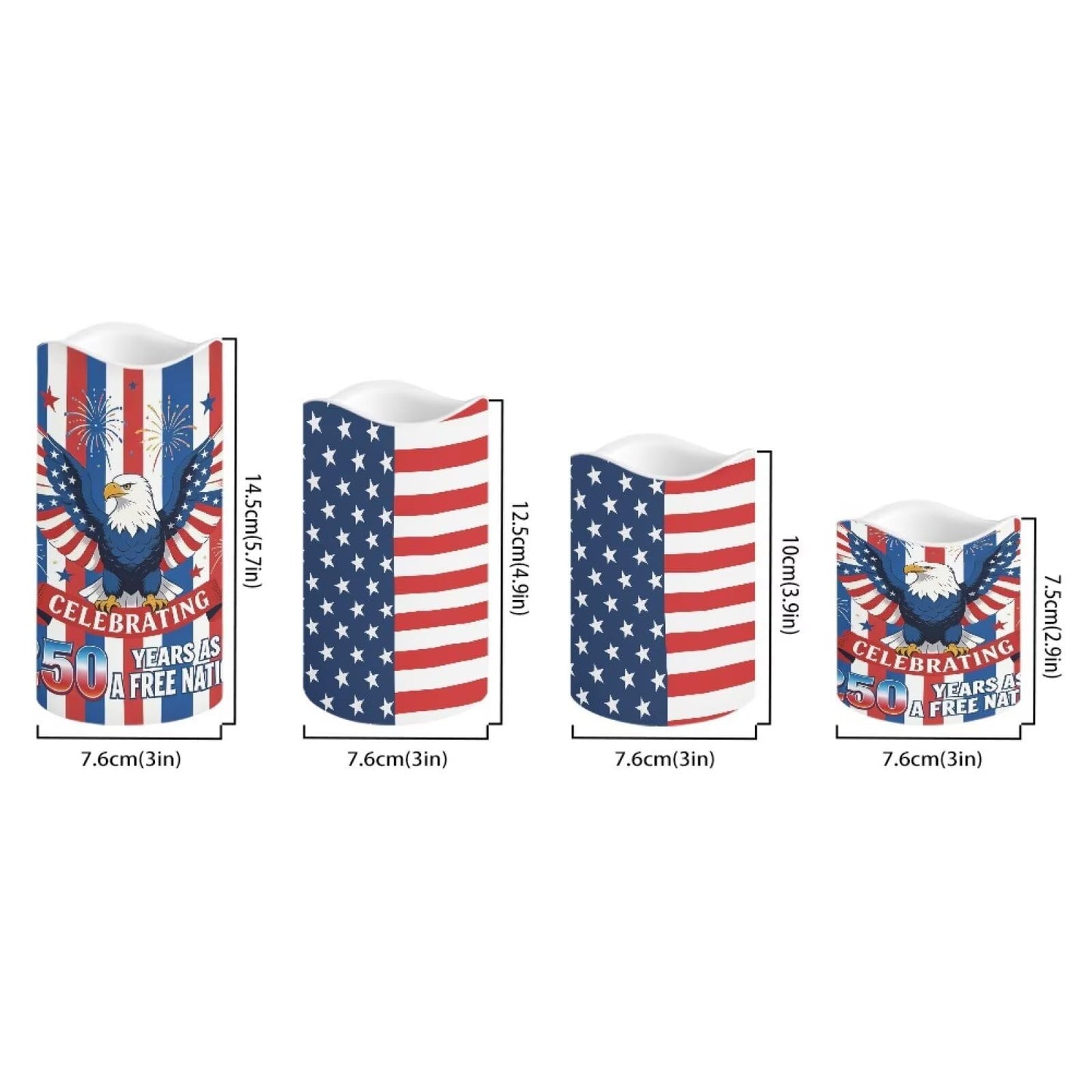 Uorisanigo American Flag Flameless LED Candles Set of 4 Bald Eagle Battery Operated Candles Red White Blue Fake Candles for Fourth of July Holiday Party Table Centerpieces Living Room Decorations