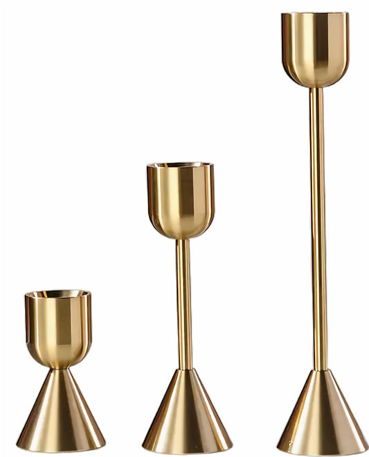 AlsoLife Brass Gold Candlestick Holder,Taper Candle Holders,Set of 3 Candle Stick Holders,Vintage Modern Decorative Centerpiece for Table Mantel Wedding Housewarming